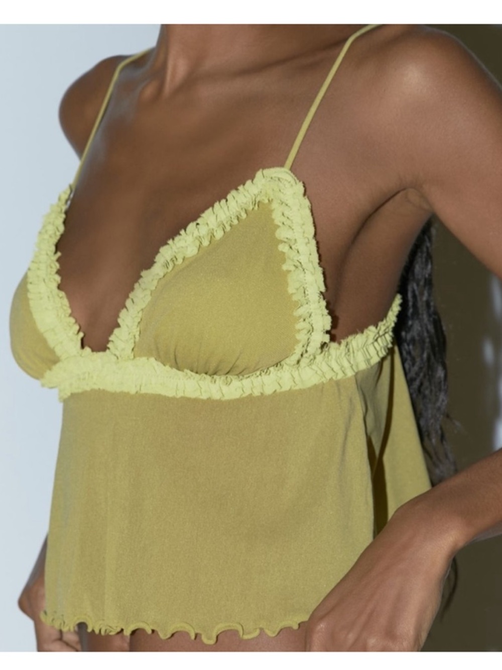 Urban Outfitters Olive Green Ruffle Crop Cami Top